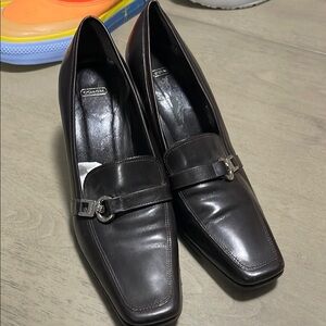 Coach Black Heels with Smooth Leather and Block Heel